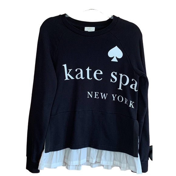 kate spade Tops - EUC, Kate Spade NY Sz M Women’s Long Sleeve Black/White Sweatshirt w/Ruffle